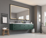 84in. W x 48in. H Oversized Rectangular Black Framed LED Mirror Anti-Fog Dimmable Wall Mount W127291633