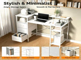 3-Drawer 4-Shelf P2 Particleboard Iron Pipe Computer Desk with Power Strip 03545599
