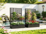 Black 35"x16"x70" Galvanized Raised Garden Bed Planter Box with Trellis for Climbing Vegetables & 37788703