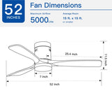 52" Intergrated LED Ceiling Fan Lighting with Solid Wood Blade W1367P171086