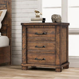 Rustic Three Drawer Reclaimed Solid Wood Framhouse Nightstand 93301617
