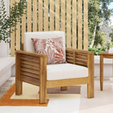 Outdoor Acacia Wood Club Chairs with Cushions, TeakBeige, 27.75"D x 32"W x 27.75"H 70692.00