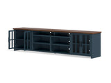 96 inch TV Stand Console for TVs up to 100 inches, No Assembly Requried, Blue Denim and Whiskey B108P160178