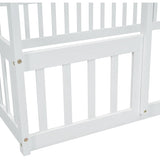 Full Wood House-Shaped Floor Bed with Fence, Guardrails,White W504P143294
