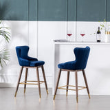Leland Fabric Upholstered Counter Height Wingback Stools, Set of 2, Blue T2574P165106