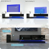 TV Console with Storage Cabinets, Full RGB Color 31 Modes Changing Lights Remote RGB LED TV Stand, W1701105064
