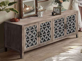 Hollow Four Door Antique Cabinet, American Country Style, Suitable for Living Room, TV Cabinet, W1445P146390