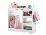 White MDF Particleboard Children's Wardrobe with 1 Mirror, 3 Shelves, and 1 Clothes Rod Rabbit 80169276
