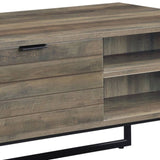 Rustic Oak and Black Coffee Table with Open Storage B062P185649