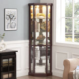Lighted Corner Curio Cabinet - Elegant Glass Display Case Living Room & Bar Storage - Perfect W1758P294618