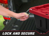 (2 pack) 27 Gallon Large Storage Bin with Snap Lid, Black and Red, Heavy Duty Plastic Storage 00877664
