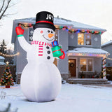 12FT Tall Lighted Christmas Inflatable Decoration, Inflatable Giant Snowman Holding Gift Boxes, 32797863