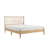 Mid-Century Modern Design Queen Platform Bed 1pc Natural Finish Wooden Bedroom Furniture Vertical B011P233932