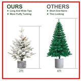 Artificial 2ft decorated flocking basin tree with 189 PE/PVC Mixed Branch Tips, Pine cone *3, 30L 32362620