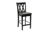 Black Finish 5pc Counter Height Set Dining Counter Height Table with Lower Shelves and 4x Chairs Set B011P194586