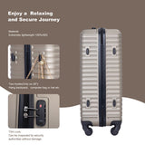 3 Piece Luggage Sets ABS Lightweight Suitcase with Two Hooks, Spinner Wheels, TSA Lock, 74309994