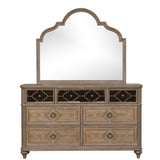 Simple Contemporary 1pc Dresser Rustic Oak Veneer Solid wood English Back Dovetail Drawers Bedroom B2741P357505