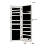 ZNTS Mirror Jewelry Cabinet, 47.2 Inch Large Capacity Lockable Jewelry Armoire Organizer, Wall or Door W282P156780