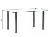 4-seat simple rectangular cylindrical leg table tempered glass stainless steel 30544522