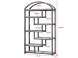 71 Inch Arched Industrial Bookshelf, Open Display Bookcase 21680493