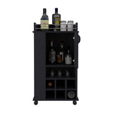 Fargo Bar Cart with Cabinet, 6 Built-in Wine Rack and Casters B070P188867