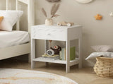 White Nightstand with Drawer and Open Shelf,Modern Solid Wood Bedside Table,End Table for Bedroom, 77074668