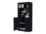 Sutton 2-Door Bookcase, Storage with Multi-Level Shelves and Double Door Design B128P176163