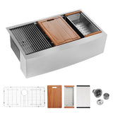 33x22x10"Farmhouse Apron Single Bowl Stainless Steel Kitchen Sink with Workstation W2898P228900