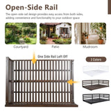 TOPMAX Acacia Wood Porch Swing Bed for Outdoor with Hemp Ropes - Full Size Patio Hanging Bed, 350lbs N717P265860D