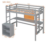 ZNTS Twin size Loft Bed with Desk and Writing Board, Wooden Loft Bed with Desk & 2 Drawers Cabinet- Gray 08694176