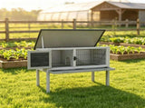 Gray Indoor/Outdoor Elevated Rabbit Hutch Wooden Bunny Cage with Hinged Asphalt Roof & Removable 19785345
