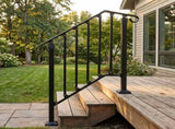 Matte black 2-tier ABS plastic handrail for patio stairs 17829459