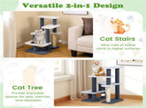 2-in-1 Cat Stairs & Tree with Sisal Scratching Post, 4 Levels Pet Steps for Elderly Cats & 45804327