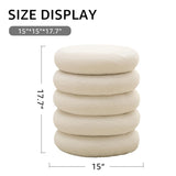 Round Storage Ottoman, Modern Sherpa Footstool, Teddy Vanity Stool with Flip-Top Tray, Makeup Chair 71578542