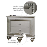 Champagne 2-Drawer Nightstand with Sparkling Trim B062P215406