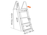 Dock Ladder, Removable 4 Steps, 350 lbs Load Capacity, Aluminum Alloy Pontoon Boat Ladder with 4'' T3342P492229