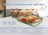 3PCS Colorful Oil Painting Pumpkin Pattern Quilt Set King Size for All Seasons Flower Fall Leaves 46542620