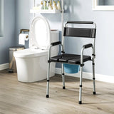 ZNTS Black multi-functional portable toilet chair with adjustable height 48179906