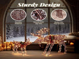 2pcs 4ft 30V 3.6W Moose Family 200LED Leather String Light Garden Moose Decoration Brown 22777896