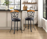 1pc Counter Height Swivel Chair Faux Leather Upholstered Black Metal Frame Dining Furniture B011P287563