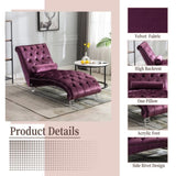 COOMORE Velvet Chaise Lounge Indoor,Button-Tufted Upholstered Chaise Lounge Chair with Pillow for W39538679