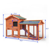 ZNTS Large Wooden Rabbit Hutch Indoor and Outdoor Bunny Cage with a Removable Tray and a Waterproof Roof, W2181P146769