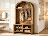 70.87" Arched Hall Tree with Bench and Shoe Storage for Entryway 64073762