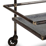 ZNTS 30.7x17.1x34.6" Percy Galvanized Metal Bar Cart in Gray & Black W2078P180403