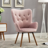 ZNTS Doarnin Contemporary Silky Velvet Tufted Button Back Accent Chair, Mauve T2574P164269