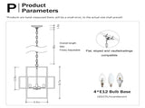 4-Light Metal Lantern Tiered Pendant Hanging Light Fixtures, Industrial Farmhouse Adjustable Height W1592P246889