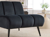 24.4" Wide Modern Upholstered Armless Chair with Black Metal Legs, Velvet Accent Chair for Living W3098P308779
