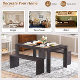 3-piece Farmhouse Style Simple Dining Set, Dining Table and 2 Benches, for Dining Room, Kitchen and 00932248