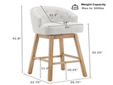 32.25" Swivel Counter Stools Set of 2, Upholstered Counter Height Bar Stools with Solid Rubber Wood N780P504556A