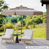 10 foot taupe terrace umbrella with solar powered LED lights and multi-layered ventilated roof 60207818